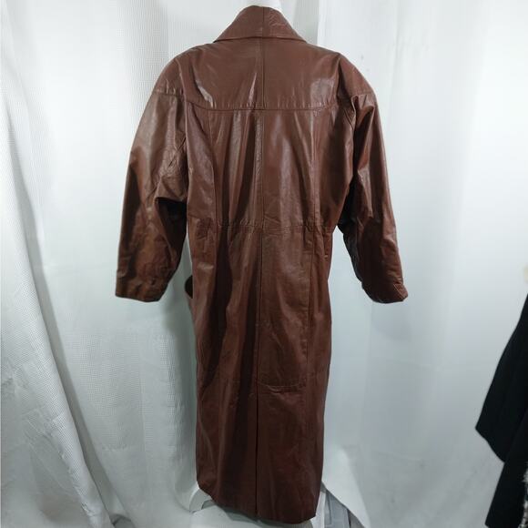 JAMES RIVER TRADERS! PECAN BROWN GENUINE LEATHER FULL LENGTH COAT, JACKET! SZ 12 - Picture 7 of 12
